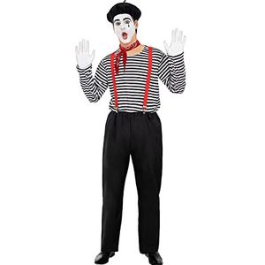 Funidelia | Mime Kostuum Voor voor mannen Clowns, Circus, Originele en Leuke - Kostuum voor Volwassenen Accessoire verkleedkleding en rekwisieten voor Halloween, carnaval & feesten - Maat M - L