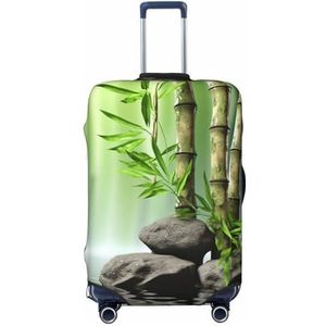 HerfsT Kofferhoes met stenen bamboeprint elastische wasbare bagagehoezen stofdichte bagagebeschermer voor reizen, past 45-32 cm, Zwart, XL