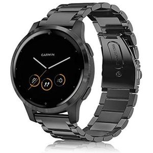 FINTIE Armband compatibel met Garmin Vivoactive 4 / Garmin Venu 2 / Venu 3 / Garmin Forerunner 255/265/745-22 mm horlogeband roestvrij staal metalen reserveband met dubbele vouwsluiting