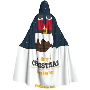 Carnaval cape voor dames en heren, volledige lengte met capuchon, cosplay kostuums, mantel, 190 cm Kerstman in de schoorsteen