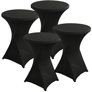Fitted Spandex Patio Table Covers, Spandex Cocktailtafelhoezen Pak van 4 Veelkleurige Verschillende Maten(Black Noir,60x110cm)