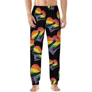 Gay Love Regenboog LGBT Hart Mannen Pyjama Broek Zachte Lounge Bottoms Lichtgewicht Slaap Broek