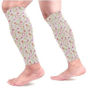 EZIOLY Bloemen Sport Kalf Compressie Mouwen Been Compressie Sokken Kalf Guard voor hardlopen, Fietsen, Moederschap, Reizen, Verpleegkundigen