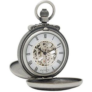 Ouderwetse antieke mechanische zakhorloge voor mannen met dubbele opening covers door Dakota, Zilver, Mechanisch