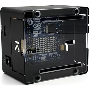 KKSB Project Case voor Arduino UNO R4 | Compatibel met UNO R4 Minima en UNO R4 WiFi | Ruimte voor Ethernet-hoed | Transparante hoes | Duurzame aluminium behuizing met stalen basis