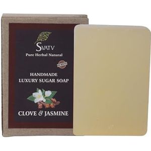 SVATV Handgemaakte Luxe Suiker Natuurlijke Zeep l Kruidnagel & Jasmijn ll Voor Alle Huidtypes 100g Bar ll Kosher Gecertificeerd