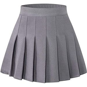 SANGTREE Geplooide rok voor meisjes, korte plooirok, 2 jaar - 14 jaar, A# effen grijs, 13-14 jaar