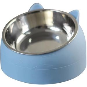 Roestvrijstalen kattenbakken met antislip onderkant, voor huisdieren, puppy's, katten, levensmiddelen, water, nekbescherming, huisdierbak, 15 graden gekanteld