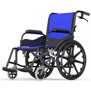 Transportrolstoel Handmatige rolstoel van koolstofstaal voor volwassenen Ouderen Opvouwbare rolstoel met handremmen en ergonomische stoel