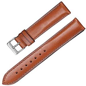 horlogebandjes, lus horlogebandje, 12 mm-22 mm kleurrijke huidvriendelijke platbinding dunne lederen horlogeband vervangende dameshorlogeband met installatiegereedschap (Color : Brown Type 1, Size :