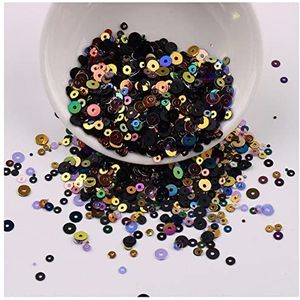 Confetti 2500 stks/zak Multi Size 2mm 3mm 4mm Platte Ronde Losse Pailletten Mix Transparante Matte Kleuren Sequin Paillettes for bruiloft Confetti Gouden confetti (Color : Mix Black, Size : Mix Si