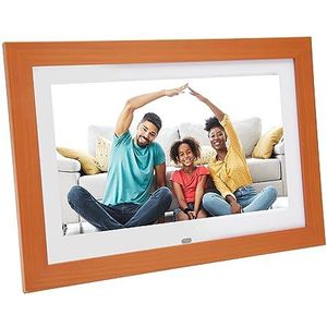 Elektronisch Fotoalbum, 10,1 Inch HD IPS-scherm Intelligente Achtergrondmuziek 1024x600 Houten Digitale Fotolijst Modieus voor Kantoor (EU-stekker)