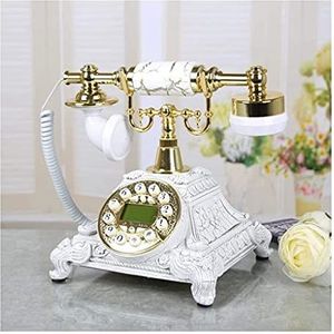 Telefoon Thuis Retro Drukknop Identificatie van de beller Vaste lijn LCD-scherm Vaste telefoon voor Thuis Keuken Hotel Kantoor (wit)