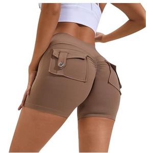 Dames Shorts Shorts voor Vrouwen Scrub Cargo Sport Yoga High Cut Butt Scrunch Booty Zomer Fall Shorts 2024, S-742 Bruin, S