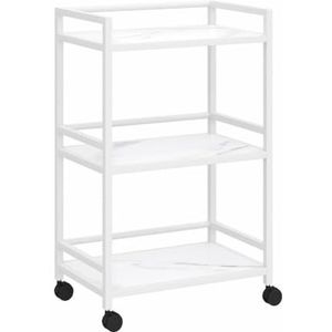 PP-Vic Salon Schoonheidswagen, Metalen Rolwagen, Opbergstation Voor Kappers, Grote Mobiele Organisatiewagen, Praktische Rolwagen Voor Spa, Woonkamer, Badkamer, Keuken,3f white