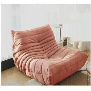 Luie vloerbank Enkele loungebank Duurzaam en comfortabel Fauteuil Meubilair Buitenslaapkamer Korte ligstoel Schuimvulling met hoge dichtheid 70×93×85cm roze..
