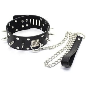 Gerrit BDSM bondage verstelbare halsband leren halsband BDSM bondage spikenagel ketting manchetten met riem kettingen set afsluitbare neksteun choker fetish slaaf cosplay for vrouwen