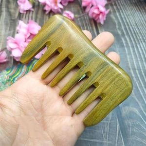Natuurlijke groene sandelhout kam brede tand zak houten kammen voor haar gezondheid styling verzorging ontspannen hoofdhuid verlichten vermoeidheid (maat : B)