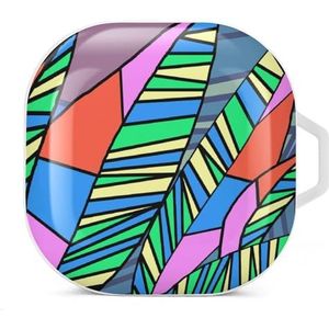 Retro glazen bloemen oordopjes hoesje compatibel met Samsung hard shell beschermhoes witte stijl