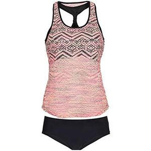 Laorchid Tankini voor dames, tweedelig, push-up, tweedelig badpak, gevoerd, badmode, hoge taille, badpak, bikini, sportief, roze, 38