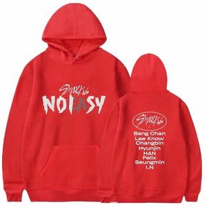 Charous Kpop-Stray Kids Album NOEASY Gedrukt Hoodie, Unisex Casual Sweatshirts Gebruikt Voor Ondersteuning StrayKids Fans BLIJF Gift, Rood, XL