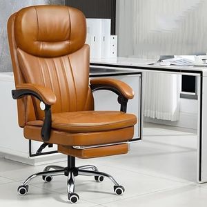 AviiSo Executive bureaustoel hoge rug ergonomische bureaustoelen met arm, draaibare wielen, voetsteun, 90-138 ° schommelende managementdraaistoelen (kleur: bruin)