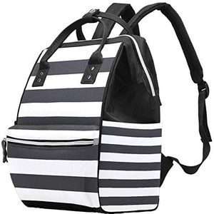 Multifunctionele grote baby luiertas rugzak,Grijs en wit gestreept patroon,Luiertas Travel Back Pack voor mama en papa