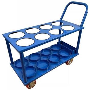 Gasflesrek, Zuurstoftankhouder, zware zuurstoftankwagen for vier, zes en acht tanks, laszuurstoftankhouder, mobiliteitstrolley, handkar(Blue,L)
