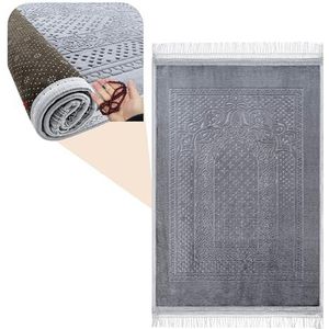 Artwelt Gebedstapijt Sejjade Seccade Namazlik Sajadah tapijtmat - tapijt voor Salah en religieuze gewoonte | islamitisch cadeau | grijs
