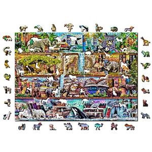 Wooden.City Houten puzzel 1000 + 10 stukjes - The Amazing Animal Kingdom - Uniek ongebruikelijk met gevormde stukken, uitdagende mozaïekpuzzel voor kinderen en volwassenen - geweldige verjaardag