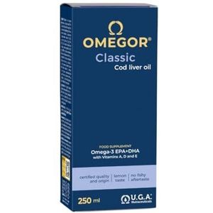 OMEGOR® Classic vloeibare levertraan | internationale smaakprijs | levertraan rijk aan Omega 3 EPA en DHA | visolie | fles 250 ml