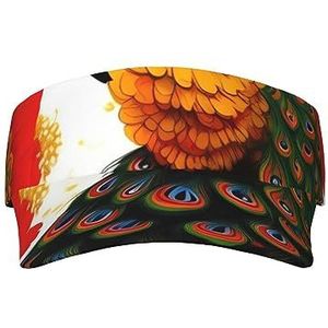 WYJLTTYT A Fascinating Universe zonnebrandcrème pet voor volwassenen, stijlvolle en verstelbare zonnebescherming hoed voor dames en heren, Pauw Rode Bloem, Eén Maat