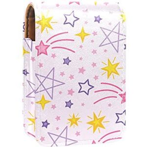 Glanzende schietster geel geel roze lipgloss houder lippenstift case draagbare mini lippenstift opbergdoos travele lippenstift organizer case met spiegel voor vrouwen., Meerkleurig, 9.5x2x7 cm/3.7x0.8x2.7 in