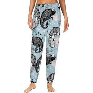 Chameleon bloemen dames pyjama lounge broek elastische tailleband nachtkleding broek print