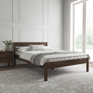 Bed 200x200 cm in wenge geolied hout - Külli Scandi Style bedframe zonder lattenbodem - in FSC® massief berkenhout - natuurlijke kleur - ondersteunt 350 kg