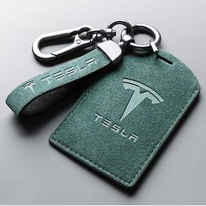 Auto Sleutelhanger Sleutelhanger Ringen Sleutel Cover voor Tesla Model Y Geschenken Accessoires,Darkgreen-A