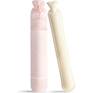 Lange warmwaterkruik met zachte overtrek (roze)