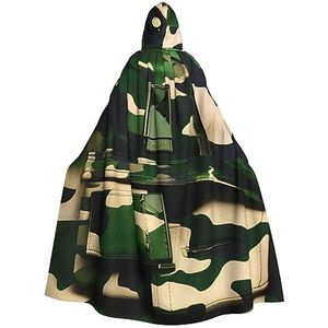 SSIMOO Groene Leger Digitale Camouflage Volwassen Party Decoratieve Cape, Volwassen Halloween Hooded Mantel, Cosplay Kostuum Cape