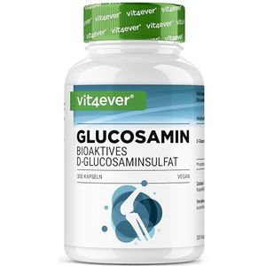 Glucosamine 900mg - 300 capsules - bioactief D-glucosaminesulfaat uit fermentatie - zonder ongewenste toevoegingen - hoge dosering - veganistisch