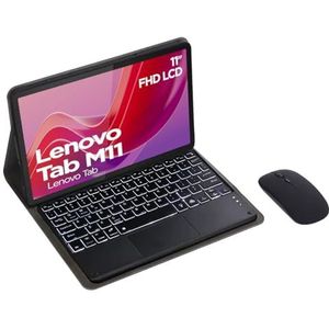 Toetsenbordhoes Voor Lenovo Tab M11 11 Inch, 7 Coolor Bluetooth-Toetsenbord Met Achtergrondverlichting En Touchpad, Zachte TPU-Achterkant, Bluetooth-Muis,zwart