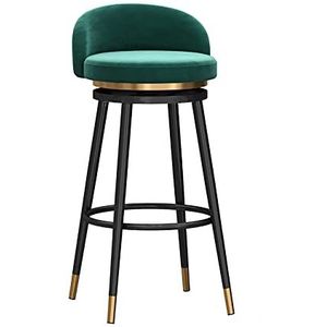 Luxe Moderne Barkrukken Draaibaar Fluwelen Ontbijt Eetkamerstoel Barkrukken voor Aanrecht, Fluwelen Zitting, Zwarte Metalen Poten, Barkrukken voor Pub Home Bar Eetkamer (Grootte: 65cm, Kleur: groen)