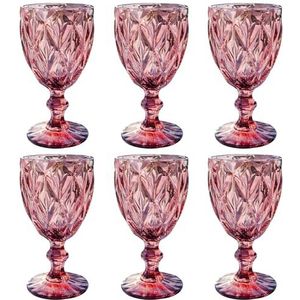 GMMH Vintage 6-delige set Rombus König wijnglazen glazen glazen wijnglazen waterglas longdrinkglas (paars)