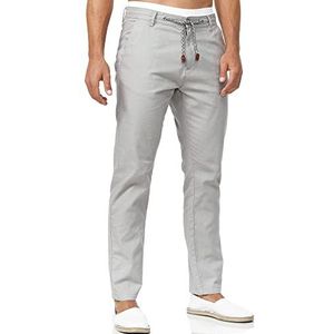 INDICODE Heren Veneto Pants | Stoffen broek van linnen & katoen Lt grey 3XL