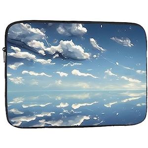 Blauwe lucht en witte wolken laptoptas, duurzame schokbestendige hoes, draagbare draagbare laptoptas voor 13 inch laptop.
