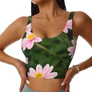 Roze Wit Goud Bloemen Print Comfortabele Vrouwen Sport Vest Yoga Workout Vest Voor Vrouwen Lichtgewicht Zomer, Zwart, S