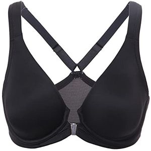 DELIMIRA Women's Front Closure Racerback Naadloze Beugel Ongevoerde Plunge Full Coverage Bra zwart 75D