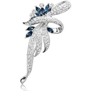 Strass bloem broche grote dames broche strik broche pin eenvoudige sieraden bruiloft pinnen corsage accessoires (Color : Crystal Silver)