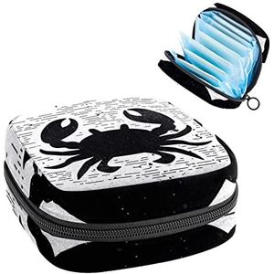 Maandverband Opbergtas,Draagbare maandverband Opbergzak,Crabe, Meerkleurig, 4.7x6.6x6.6 in/12x17x17 cm