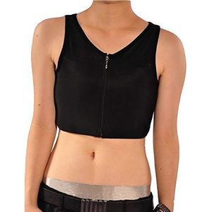 BaronHong Vrouwen lesbiennes Tomboy Zip Up shirt vest borstband sterkere bandage, zwart, XXL