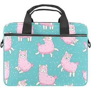 Bloem Laptop Schouder Messenger Bag Crossbody Aktetas Messenger Sleeve voor 13 13.3 14.5 Inch Laptop Tablet Beschermen Tote Bag Case, Alpaca blauwe stippen, 11x14.5x1.2in /28x36.8x3 cm